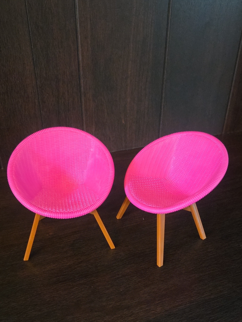 Mattel Barbie Bright Pink Round Doll Chairs - Set of 2